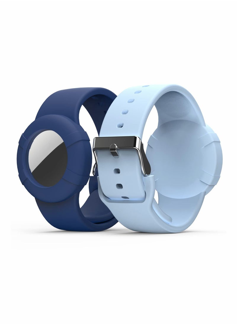 SYOSI - Airtag Wristbands for Kids Soft Silicone Airtag Bracelet Lightweight Waterproof Band Compatible with Apple Airtag Watch Band for Children and Toddler 2 Pcs - Image 1