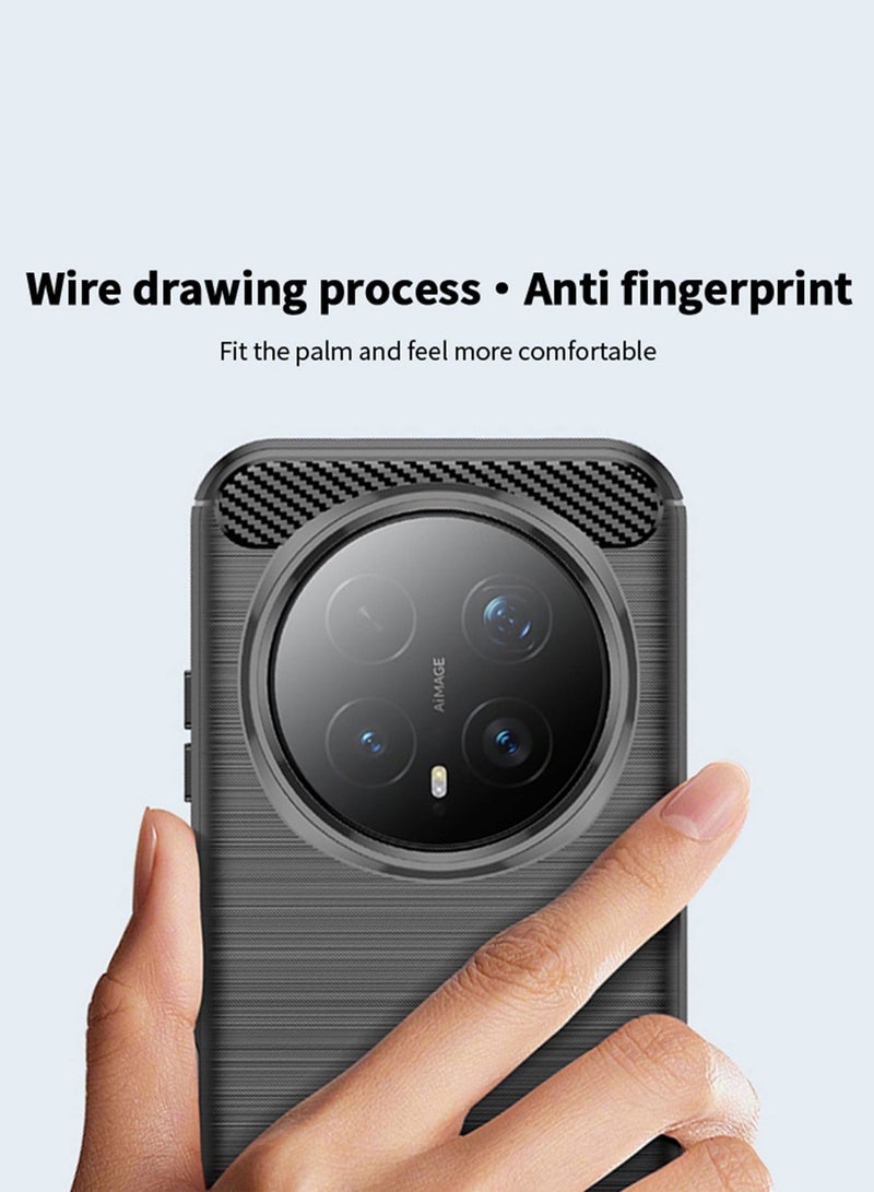 Wtech Honor Magic8 Pro 5G 2025 Silicone Brushed Texture Protective Case Cover (MCBPSN) - Black - Image 5