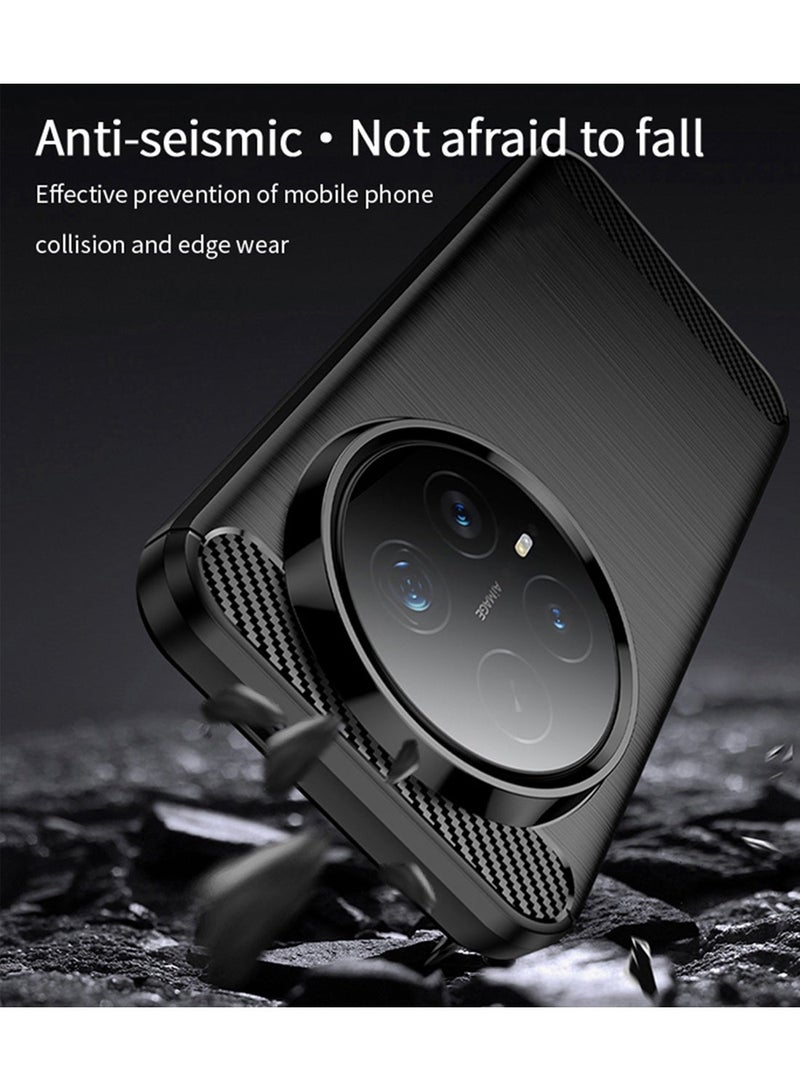 Wtech Honor Magic8 Pro 5G 2025 Silicone Brushed Texture Protective Case Cover (MCBPSN) - Black - Image 4