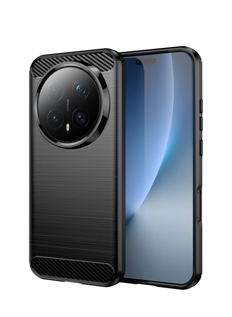 Wtech Honor Magic8 Pro 5G 2025 Silicone Brushed Texture Protective Case Cover (MCBPSN) - Black - Image 1