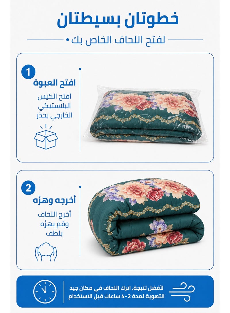 Royal Blossom Printed Comforter Set – Single 160x245 cm with Flat Bedsheet & Pillow Covers, Luxury Floral Bedding, All Season - Image 5