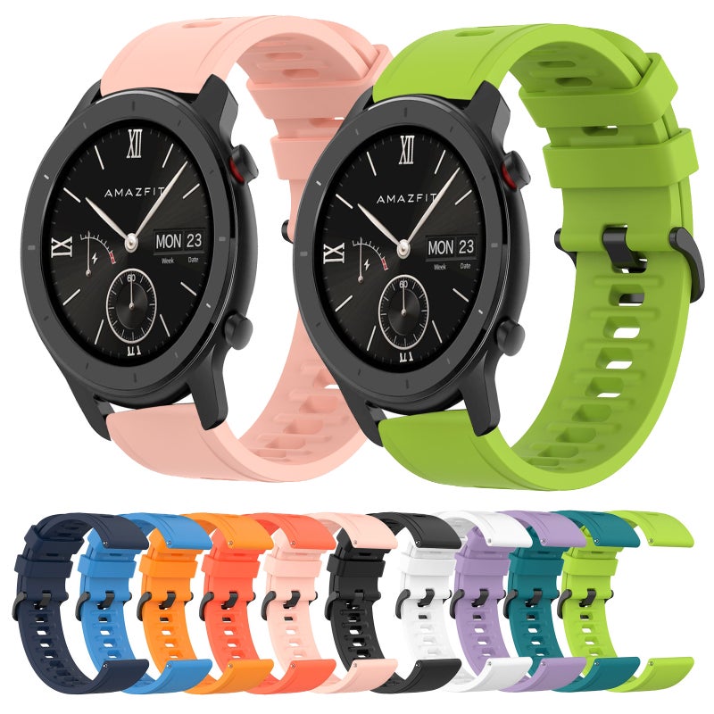 erorex For Amazfit Gtr 47Mm 22Mm Solid Color Soft Silicone Watch Band(Black) - Image 3