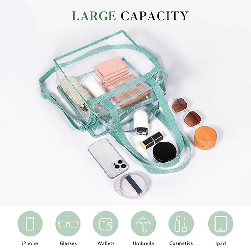 BAGAIL Clear Bags 12x6x12 Stadium Approved Clear Tote Bag with Zipper Closure Crossbody Shoulder Bag with Adjustable Strap(Dusty Blue) - Image 5