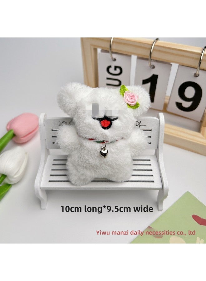 Loquat Explosive Cartoon Bow Tie Small White Dog Squeak Plush Pendant Couple Key Chain Bag Accessories Doll Machine Wholesale