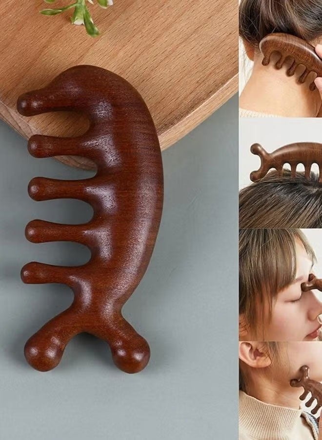 BOUND MOAT Wooden Scalp Massage Comb, Sandalwood Scalp Massager Comb Wood, Head Massage Wooden Brush Gua Sha Comb for Women Men Hair Growth, Meridian Wood Comb for Gift - Image 1