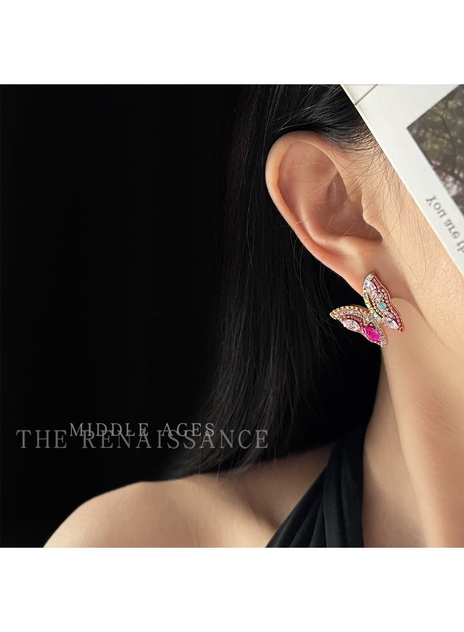 Baroque Butterfly Earrings – Couture Crystal & Faux Pearl Drop Earrings for Women - Image 1