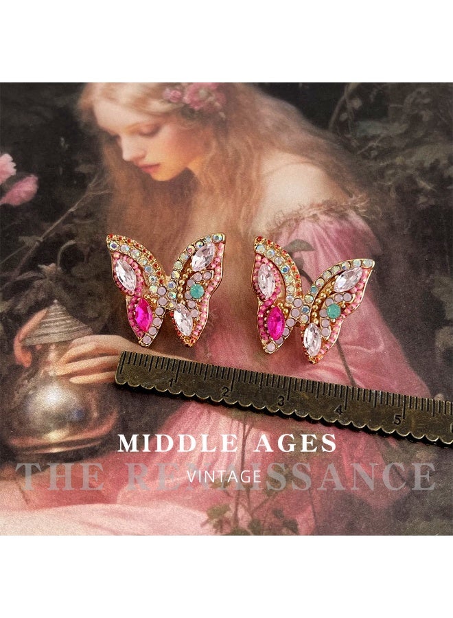 Baroque Butterfly Earrings – Couture Crystal & Faux Pearl Drop Earrings for Women - Image 3
