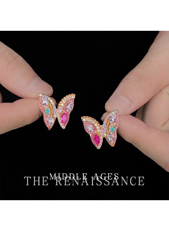 Baroque Butterfly Earrings – Couture Crystal & Faux Pearl Drop Earrings for Women - Image 4
