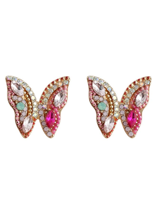 Baroque Butterfly Earrings – Couture Crystal & Faux Pearl Drop Earrings for Women - Image 5
