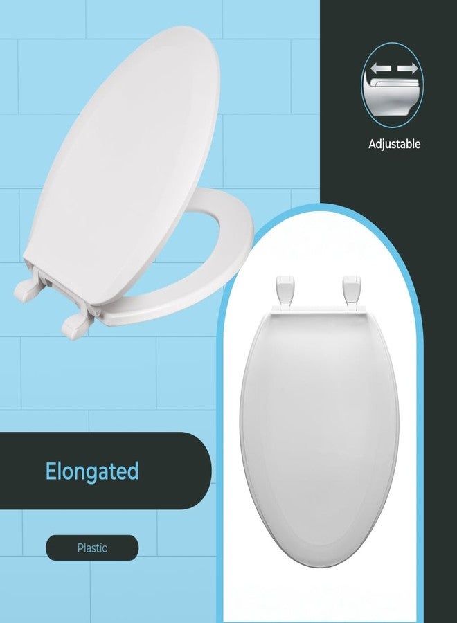 Centoco Elongated Toilet Seat, Closed Front with Cover, Residential, Plastic, Made in the USA, DSAZAM1600-001, White - Image 2