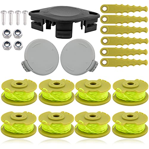 BOOTOP PIN ACFHRL2 Bladed Trimmer Head with AC80RL3 Replacement Spool AC14HCA Spool Cap Compatible with Ryobi 18V 24V 40V String Trimmer Weed Eater Parts 23 Pack - Image 1