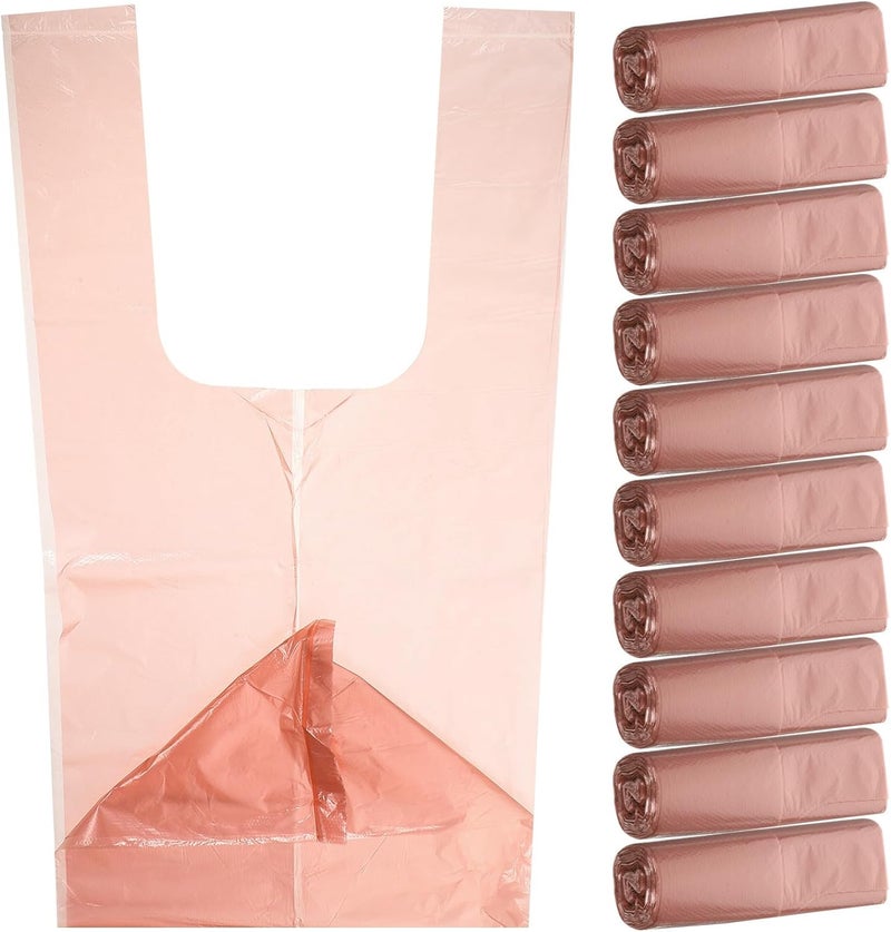 Disposable Trash Bags 200pcs (10 Rolls) Medium Size Thickened Flat Open Garbage Bags for Home Kitchen Office Wastebasket Rubbish Collection in Rose Gold - Image 1