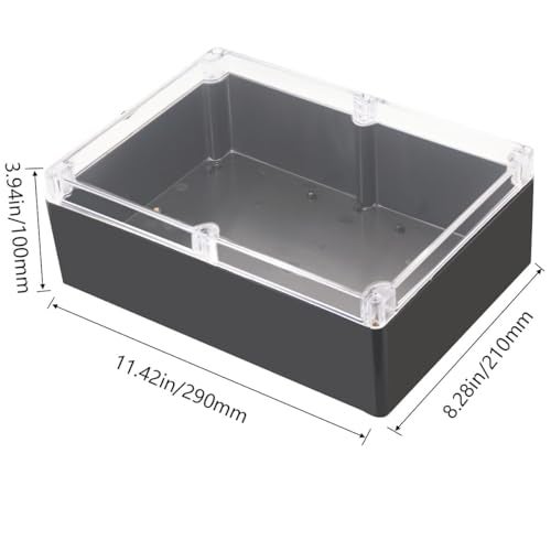 Otdorpatio Project Box IP65 Waterproof Junction Box ABS Plastic Black Electrical Boxes DIY Electronic Project Case Power Enclosure Clear Cover 1142x827x394 - Image 3