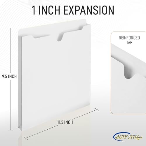 ACTIVITYYA White File Jackets, 1 Inch Expansion, Letter Size, Reinforced Straight-Cut Tab, 6 Pack - Image 2