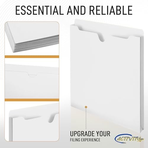 ACTIVITYYA White File Jackets, 1 Inch Expansion, Letter Size, Reinforced Straight-Cut Tab, 6 Pack - Image 5