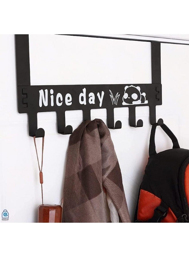 Over door hanger for clothes hanging heavy duty hanger holder coats robes hats clothes towels hanging towel organizer 6 hook easy installation over door hook 1pc (Black)  - Image 1