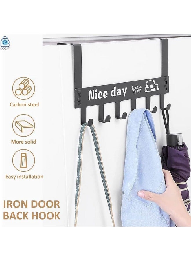 Over door hanger for clothes hanging heavy duty hanger holder coats robes hats clothes towels hanging towel organizer 6 hook easy installation over door hook 1pc (Black)  - Image 5