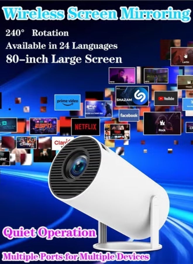 Mini Projectork,High-Quality Portable Projector,Smart Android Projector, Wireless Projector with Wifi Bluetooth, Built-in Stereo Projector with Speaker, Ultra-Clear Home Projector, Home Theater Room Projector. - Image 2