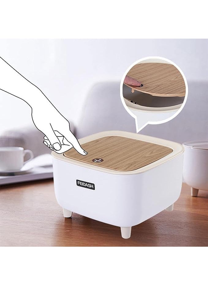 BLURISM BLURISM Table Dustbin Plastic Swinging Lid Waste Storage Garbage Bin Waste Bins for Bedroom Desk Car Compost Bucket Dustbin Desktop Trash Can For Study Table Office  - Image 1