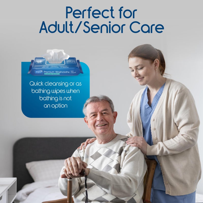 Inspire Adult Wet Wipes, Wash Cloths, Incontinence & Cleansing for Elderly Extra Large, 8"x12" (Pack of 8) - Image 5