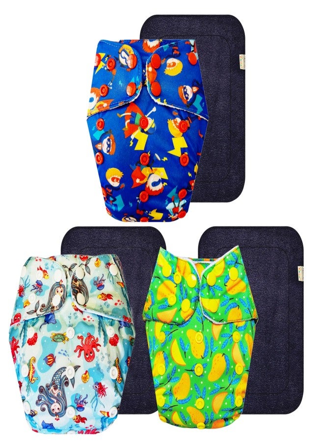 Dumbledo Premium Cloth Diaper with Black Insert (Pack of 3) | Dry Feel and Comfortable | Reusable & Washable | Travel Friendly | Everyday Diapering Essential | 3 Months - 3 Years | Unisex Baby - Image 1