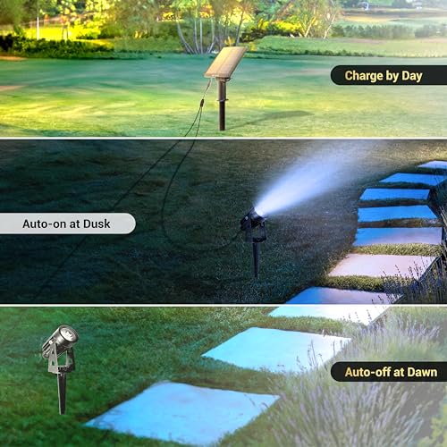 Dylect® Luxe Solar Garden Light for Garden, Resort/Hotel | Spot Light for Outdoor Plants, Balcony with Powerful Twin LED, Up to 8Hr Run-Time, IP44 Waterproof, Auto On-Off (Ground Mount, Cool White) - Image 4
