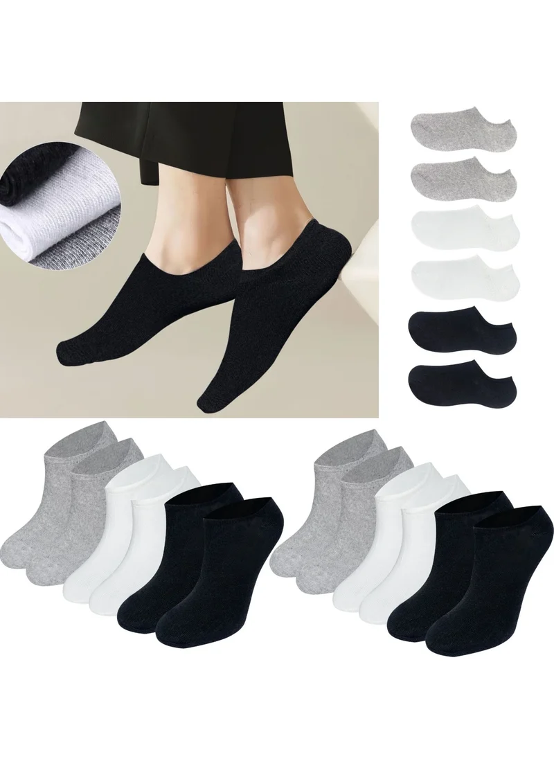 Kral Socks Men - Women Plain Pattern (6 Pairs) Snikers Cotton Anti-Sweat Socks