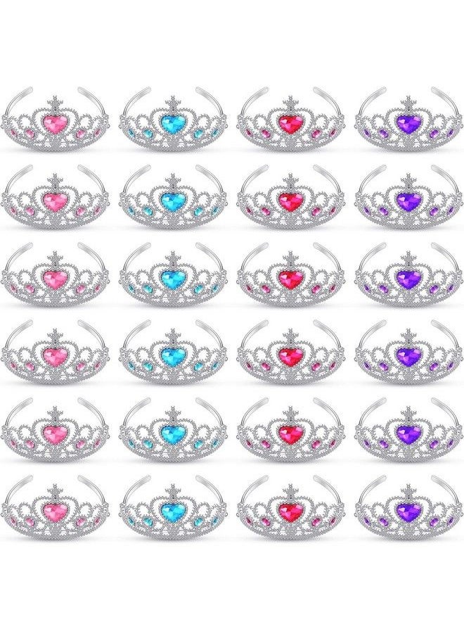 Zhanmai 24 Pcs Tiara Crown Set Princess Crown For Girls Plastic Tiaras Dress Up Costume Party Favor Accessories Kid Birthday (Blue Purple Pink Rose Red)  - Image 2