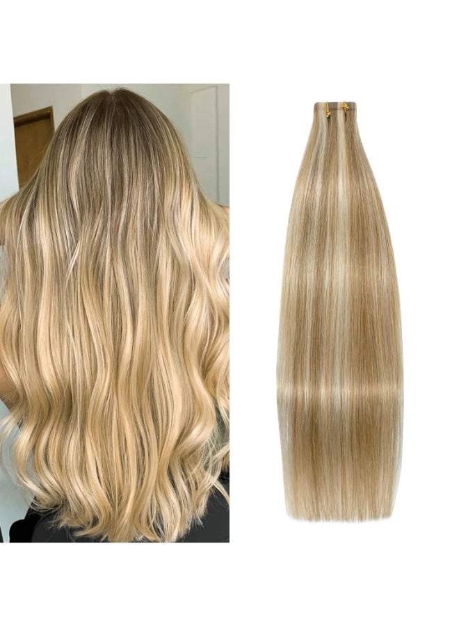 WindTouch Tape in Human Hair Extensions Mixed Bleach Blonde 22Inch 18p613 60g - Image 2