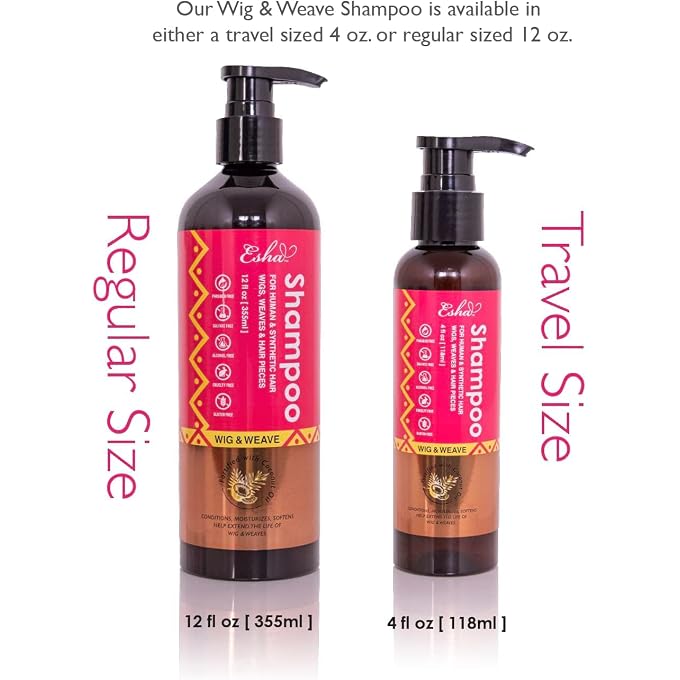 ESHA Wig & Weave Revitalizing Shampoo Human Hair & Synthetic Wigs, Weaves, Extensions & Braids I Coconut Oil Infused, Sulfate-Free I Restores Moisture & Shine, 12 fl oz - Image 2