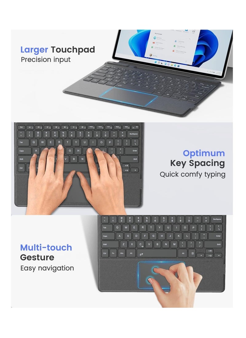 Bluetooth Keyboard for Microsoft Surface Pro 11/Pro 10 2024/Pro 9/Pro 8/Pro X 13 Inch, Wireless Touch Trackpad Thin Keyboard, Detachable with Pen Holder
