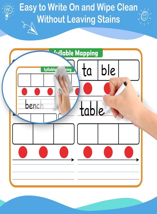 Aizweb 12 Pack Phonemic Awareness Dry Erase Board,9" x 12" Syllable Small Whiteboard,Speech Therapy Material Phonics Games,Science Reading Manipulative,Preschool Kindergarten Classroom Must Have - Image 3