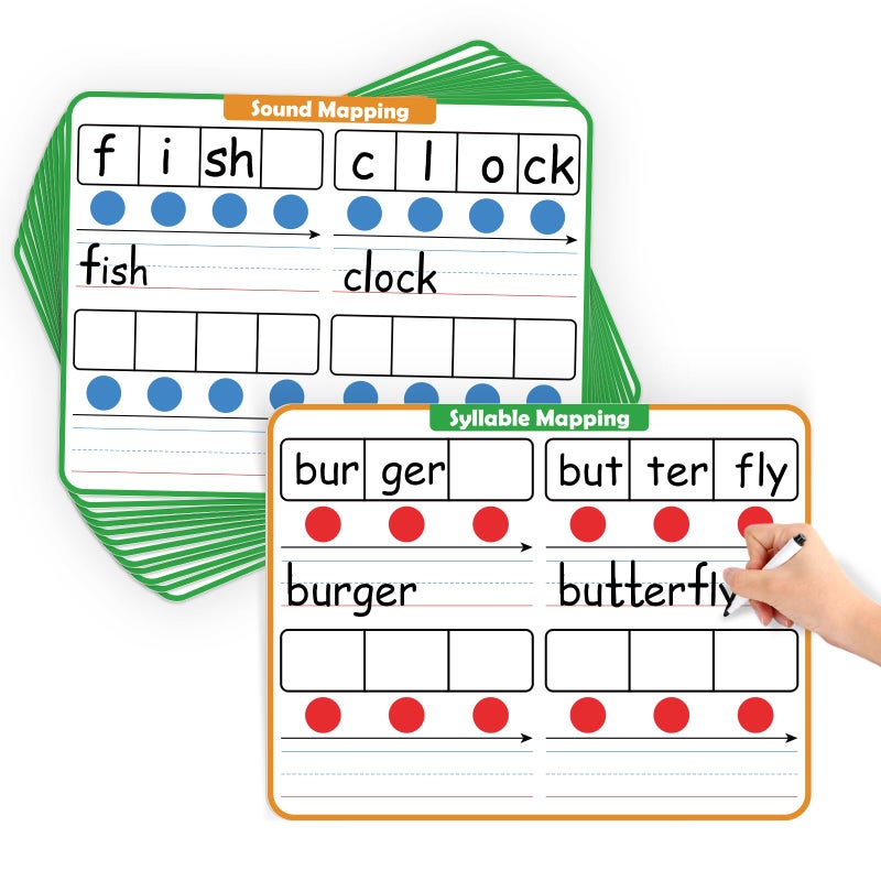 Aizweb 12 Pack Phonemic Awareness Dry Erase Board,9" x 12" Syllable Small Whiteboard,Speech Therapy Material Phonics Games,Science Reading Manipulative,Preschool Kindergarten Classroom Must Have - Image 1