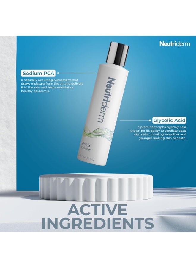 نيوتري ديرم منظف ​​الوجه نيوتريديرم ديتوكس، منظف لطيف مقشر للوجه مع حمض الجليكوليك والصوديوم Pca للبشرة المتوهجة، غسول الوجه فائق الترطيب - غسول الوجه بحمض الجليكوليك للبشرة العادية إلى الدهنية - 120 مل - Image 5