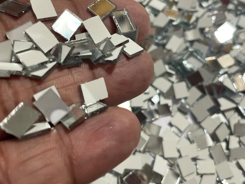 OMX OMX Silver Mosaic Mirror Pieces for Embroidery Craft Making Kit for Jewellery Crafts Making Small Rectangular Shape 8mm x 6mm 600 Pc Silver Mirror  - Image 4