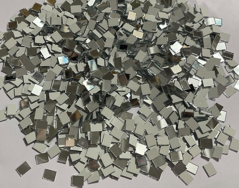 OMX OMX Silver Mosaic Mirror Pieces for Embroidery Craft Making Kit for Jewellery Crafts Making Small Rectangular Shape 8mm x 6mm 600 Pc Silver Mirror  - Image 1