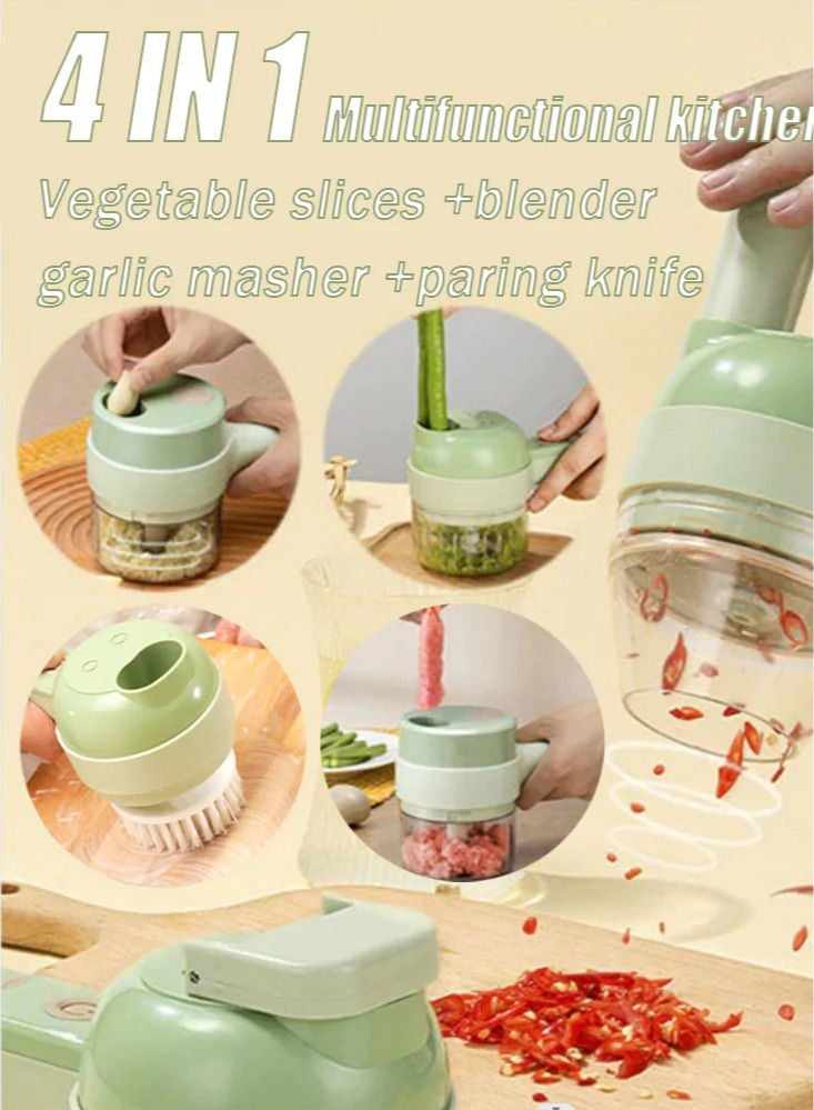 مطحنة ثوم كهربائية صغيرة لون اخضر وابيض - Image 1