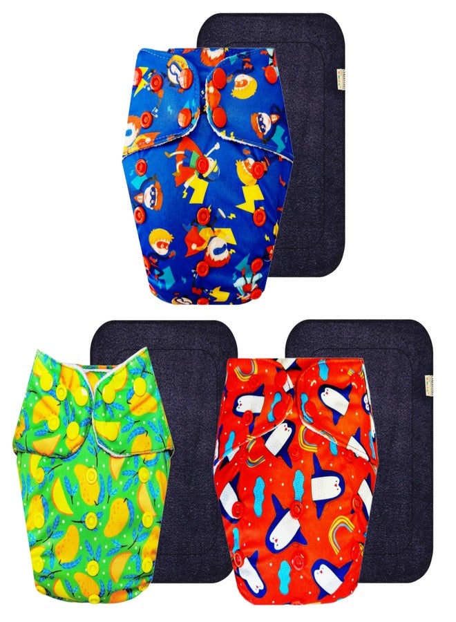 Dumbledo Premium Cloth Diaper with Black Insert (Pack of 3) | Dry Feel and Comfortable | Breathable | Easy to Clean | Worry-Free Diapering | 3 Months - 3 Years | Unisex Baby - Image 1