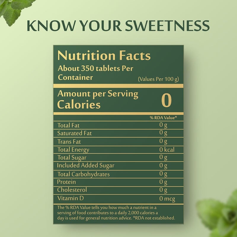 UPAKARMA Stevia Tablets | 350 Count | 97% Rebaudioside-A | Zero Calorie Sweetener | Keto & Diabetic Friendly | Plant-Based Sugar Substitute - Image 2