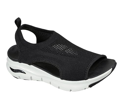 Skechers Women's Arch Fit - City Catch Womens Knit Slip-On Sandals, Black, 10 - Image 4