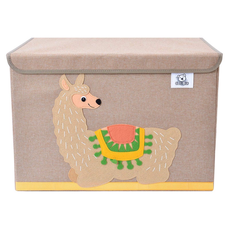 CLCROBD Foldable Kids Large Toy Chest with FlipTop Lid Collapsible Fabric Animal Toy Storage OrganizerBinBoxBasketTrunk for Toddler Children and Baby Nursery Alpaca