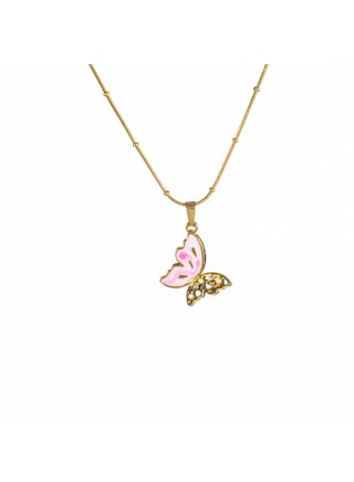 Golden Pink Zirconic Stainless Steel Butterfly Pendant Necklace - pzsku/Z3302FB0248BE10969E13Z/45/1747829090/47e7871d-0932-488e-af3c-3dfbce0faaf3