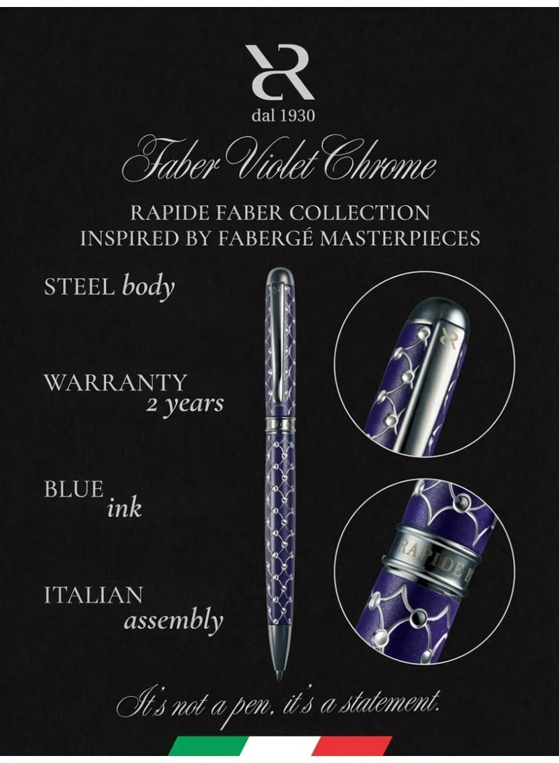Ancora Ancora Rapide Faber Chrome Violet Ballpoint Pen | Luxury Italian Pen | Faberge Inspired | Handcrafted Design