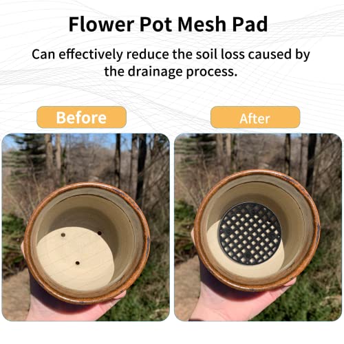 Bivethoi 100pcs Plant Pot Mesh Hole Cover Bonsai Drainage Mesh Insert, Flower Pot Hole Mesh Pad Bottom Grid Mat, Round Mesh Screen Pot Bottom Gasket for Garden Prevent Soil Loss (1.8" / 45mm, Black) - Image 2