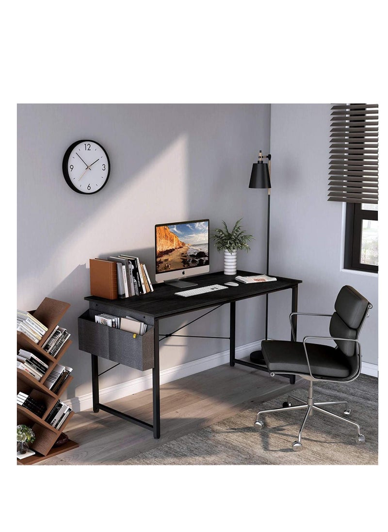 Generic - Modern Computer Desk Sturdy Office Desk Simple Writing Desk Study Table with Storage Bag and Hook for Home Office Bedroom Living Room PC Laptop Notebook Table (100 * 50cm, Black) - Image 1