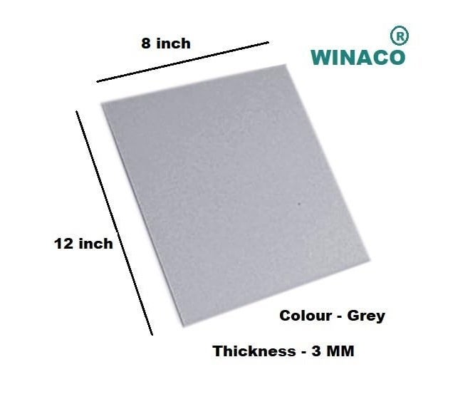 WINACO 3 MM Grey (8" x 12") Opaque Glosy & Mat Finish 3MM Acrylic Sheet/Piece for Art & Craft, DIY Projects, School Work, Painting, Signage, Decorations, Photo Frames - DIY Projects - Pack of 1 - Image 2