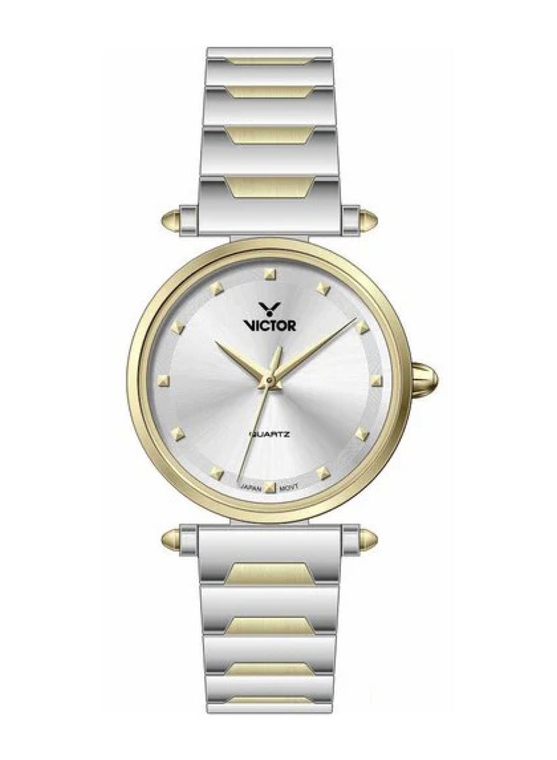 Victor ساعة نسائية أنالوج كوارتز بسوار من الفولاذ المقاوم للصدأ بلونين - V1474 - 30 مم - Image 1
