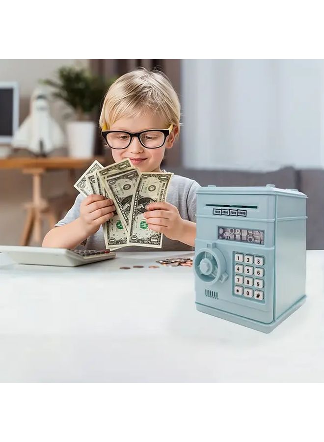 Light Blue Kids Digital ATM Toy Bank Password Lock Money Rolling Coin Storage Gift - Image 3
