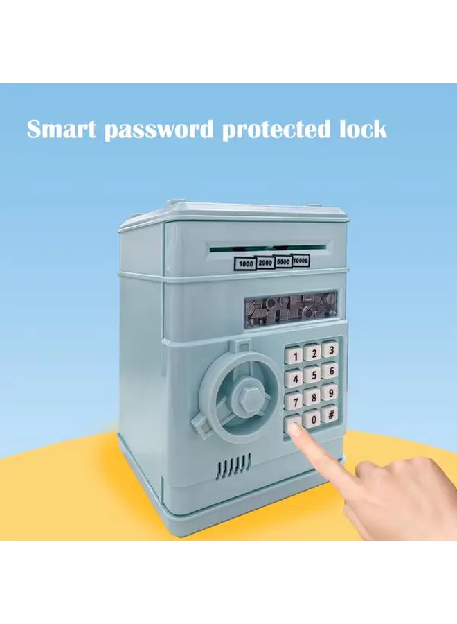 Light Blue Kids Digital ATM Toy Bank Password Lock Money Rolling Coin Storage Gift - Image 5