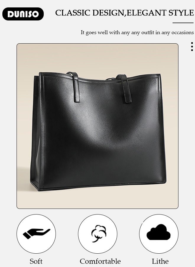 DUNISO Women Laptop Tote Bag 14 Inch Computer Tote Bag Purse Shoulder Bag, Computer Briefcase Shoulder Bag, Large Capacity Messenger Bag, Casual Laptop Bag for Office, Shopping, Travel Daily Use - Image 2